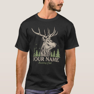 Personalisiert Hunter Deer Elk Antler Jagdclub T-Shirt
