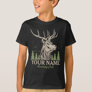Personalisiert Hunter Deer Elk Antler Jagdclub T-Shirt