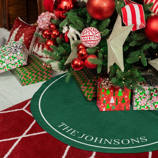 Personalisiert Hunter Green Fleece Weihnachtsbaumdecke (Personalized Hunter Green Fleece Tree Skirt)
