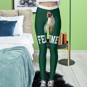 Personalisiert Hunter Green Siamese Cat Pet Foto Leggings