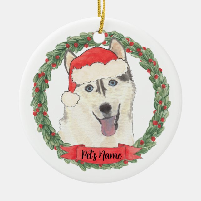 Personalisiert Husky Keramik Ornament (Vorne)
