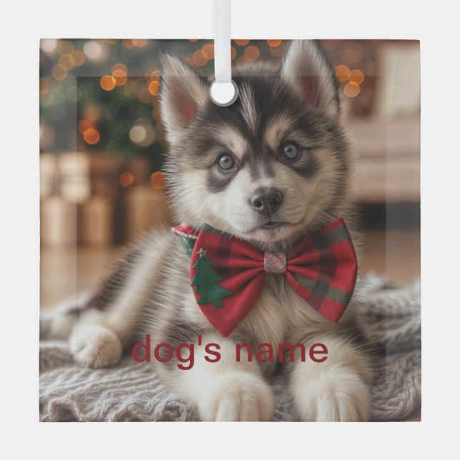 Personalisiert Husky Ornament Aus Glas (Vorderseite)