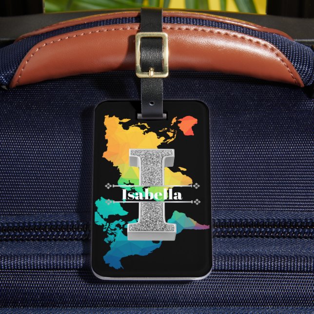 Personalisiert I Initial Silver Monogram Your Name Gepäckanhänger (Vorderseite Insitu 2)