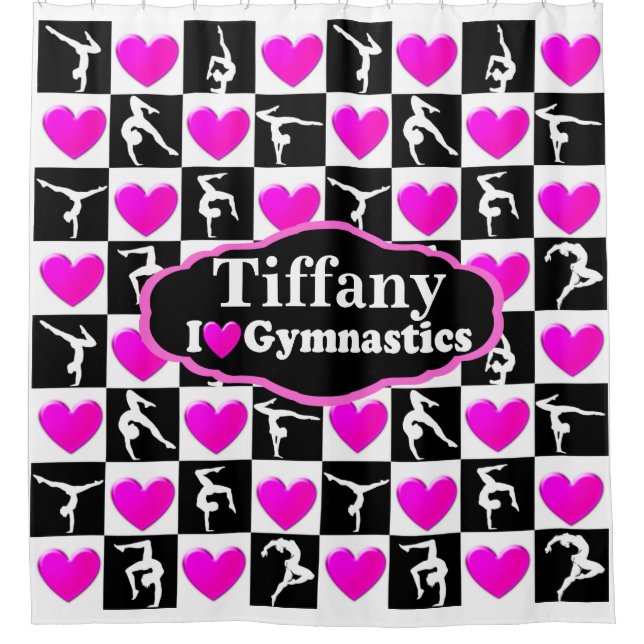 PERSONALISIERT I LIEBE GYMNASTICS SHOWER CURTAIN DUSCHVORHANG (Vorderseite)