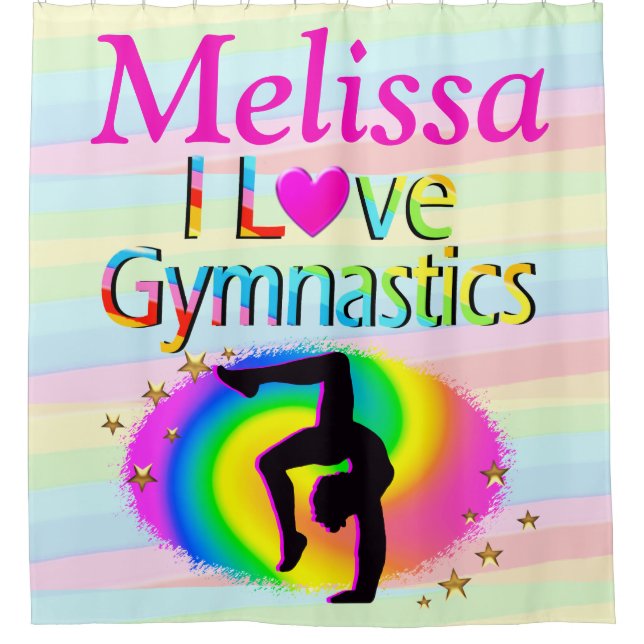 PERSONALISIERT I LIEBE GYMNASTICS SHOWER CURTAIN DUSCHVORHANG (Vorderseite)