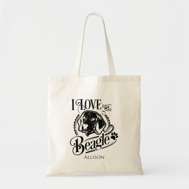 Personalisiert I Liebe Mein Beagle Tote Bag Tragetasche (Vorne)