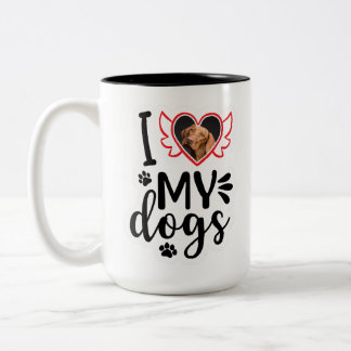 Personalisiert I Liebe Mein Hund Foto T - Shirt Zweifarbige Tasse