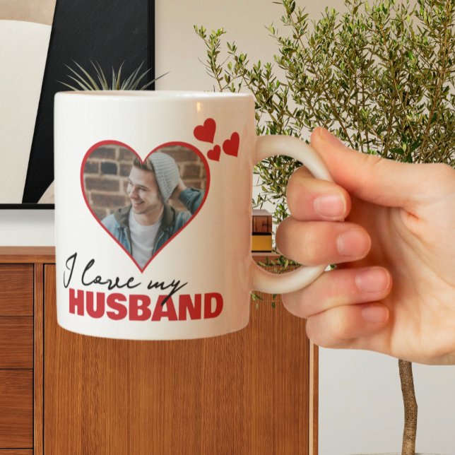 Personalisiert I Liebe Mein Husband Herz Foto Kaffeetasse (Personalized I Love My Husband Heart Photo Mugs from Ricaso.  text photo Other styles available)