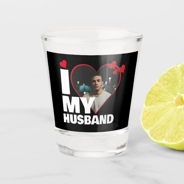 Personalisiert I Liebe Mein Husband Herz Foto Schnapsglas (Vorderseite)