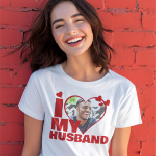 Personalisiert I Liebe Mein Husband Herz Foto T-Shirt
