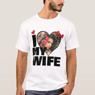 Personalisiert I Liebe Meine Ehefrau Herz Foto T-Shirt