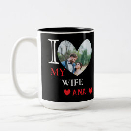 Personalisiert I Liebe Meine Ehefrau Herz Foto Zweifarbige Tasse
