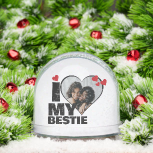 Personalisiert I Liebe My Bestie Heart Foto Schneekugeln