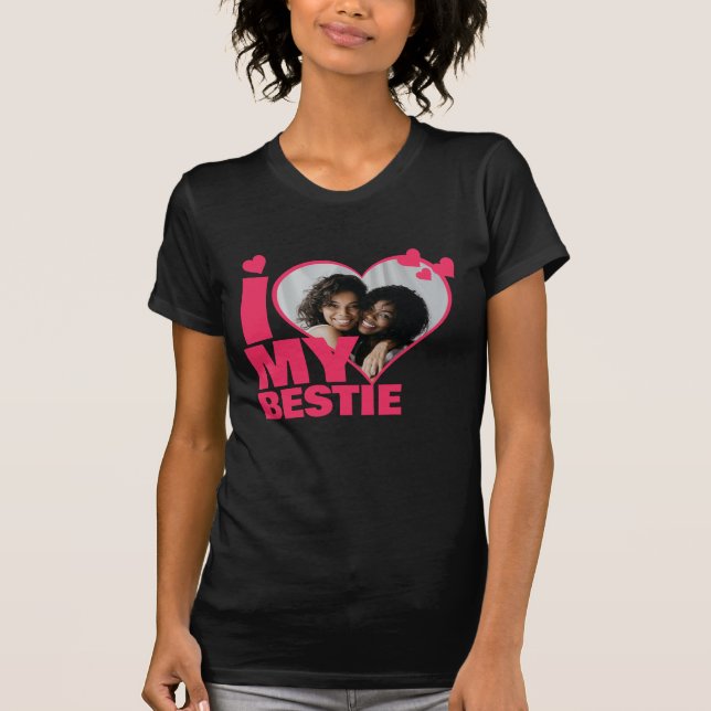 Personalisiert I Liebe My Bestie Heart Foto T-Shirt (Vorderseite)