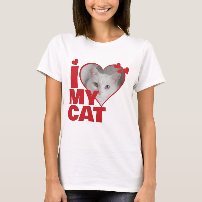 Personalisiert I Liebe My Cat Heart Foto T-Shirt (Vorderseite)