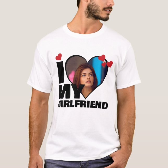 Personalisiert I Liebe My - Foto Herz T-Shirt (Vorderseite)