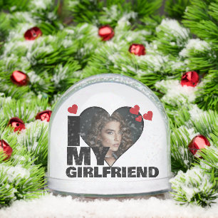Personalisiert I Liebe My Girlfriend Herz Foto Schneekugeln