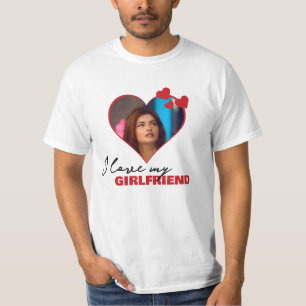 Personalisiert I Liebe My Girlfriend Herz Foto T-Shirt