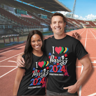Personalisiert I LIEBE PARIS PARIZZ 2024 Familieng T-Shirt