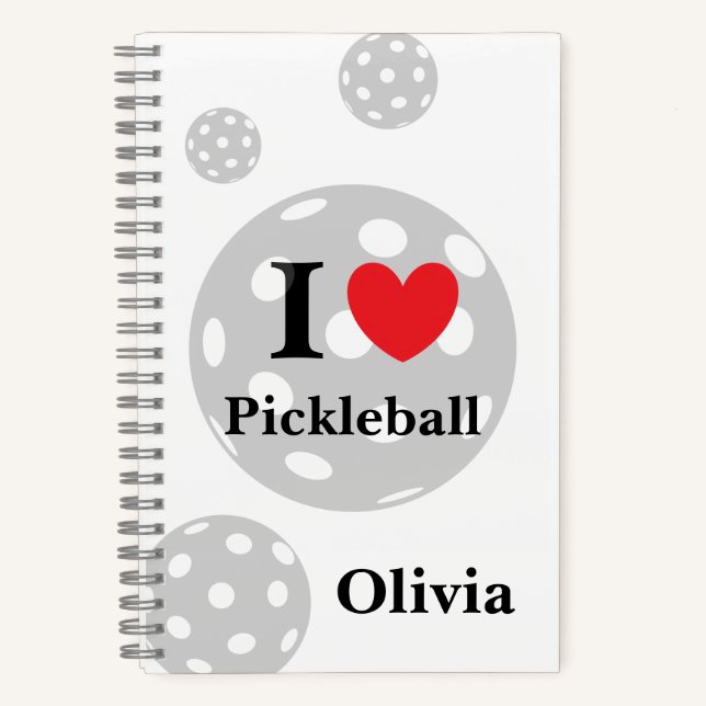 Personalisiert "I Liebe Pickleball" Notizbuch (Vorderseite)