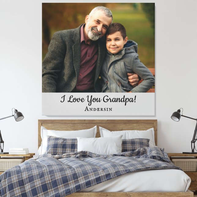 Personalisiert I Liebe You Grandpa Foto Script Leinwanddruck (Insitu (Schlafzimmer))