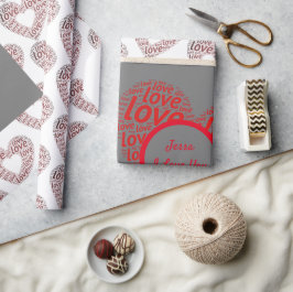 Personalisiert I Liebe You Red Heart Geschenkpapier