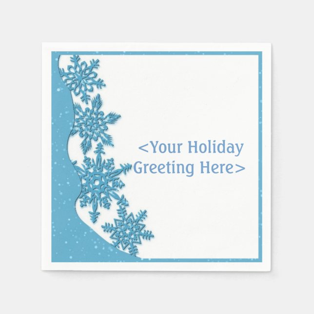 Personalisiert Ice Blue Christmas Snowflake Napkin Serviette (Vorderseite)