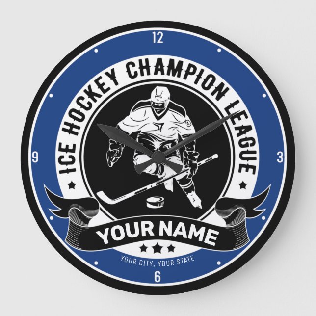Personalisiert Ice Hockey Team Player Athlete Cust Große Wanduhr (Vorderseite)