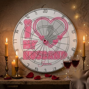 Personalisiert Ich Liebe Meinen Mann – Foto & Name Dartscheibe