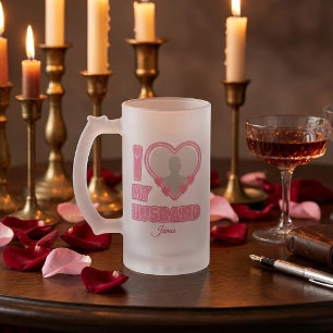 Personalisiert Ich Liebe Meinen Mann – Foto & Name Mattglas Bierglas