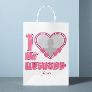 Personalisiert Ich Liebe Meinen Mann – Foto & Name Mittlere Geschenktüte