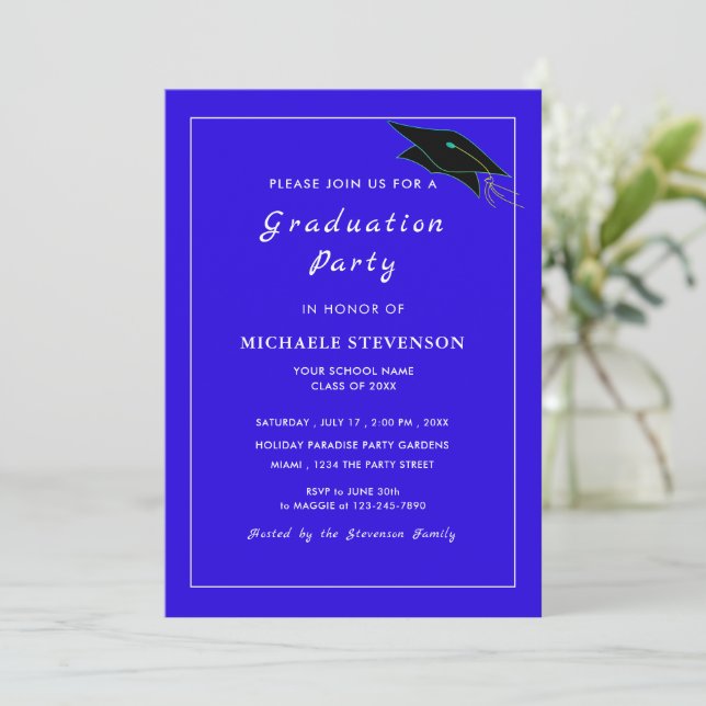 Personalisiert Ihr eigenes Design Blue Grad Einlad (Stehend Vorderseite)