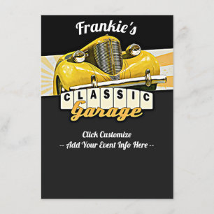 Personalisiert   Ihr Name   Classic Car Garage Einladung