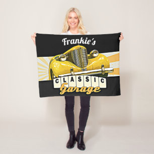 Personalisiert Ihr Name Classic Car Garage Fleecedecke