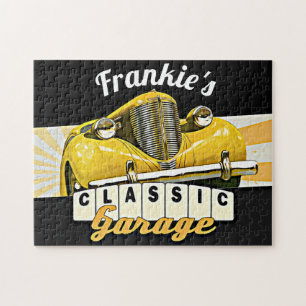 Personalisiert Ihr Name Classic Car Garage Puzzle