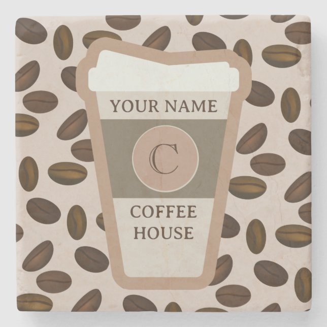 Personalisiert IHR NAME Coffee House Steinuntersetzer (Vorderseite)