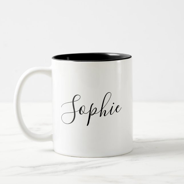 Personalisiert Ihr Name, Individuelle Name, Geburt Zweifarbige Tasse (Links)