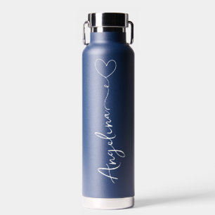 Personalisiert Ihr Name Script Blue Wedding Trinkflasche