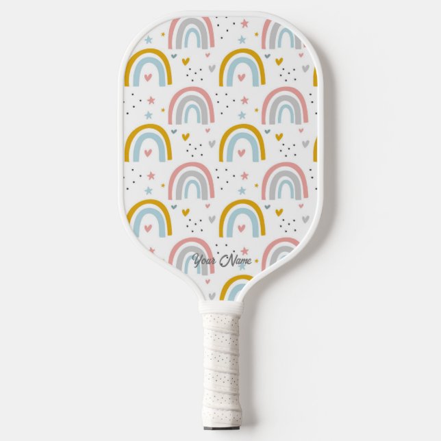 Personalisiert Ihr Niedlicher Regenbogen Pickleball Schläger (Vorderseite)