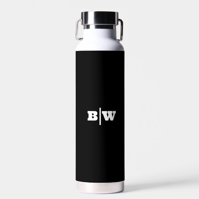 Personalisiert Ihre Initialen Black Bold Wedding Trinkflasche (Vorne)