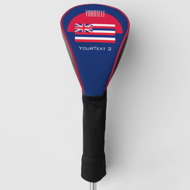 Personalisiert Ihre Text-Hawaii-Staats-Flagge auf Golf Headcover (Vorderseite)