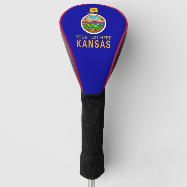 Personalisiert Ihre Text-Kansas-Staats-Flagge auf Golf Headcover (Vorderseite)