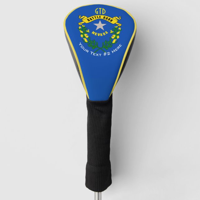 Personalisiert Ihre Text-Nevada-Staats-Flagge auf Golf Headcover (Vorderseite)