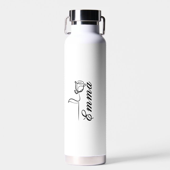 Personalisiert Ihren Namen Floral Water Flasche (Vorne)