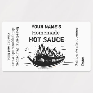 Personalisiert Ihren Namen hemade Hot Sauce Linocu Etiketten