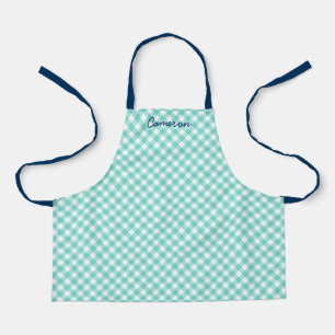 Personalisiert Ihren Namen Mint Gingham Kids hinzu Schürze