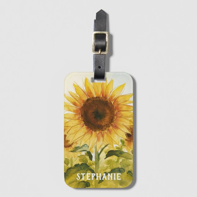 Personalisiert Ihren Namen Sonnenblume hinzufügen Gepäckanhänger (Vorderseite Vertikal)