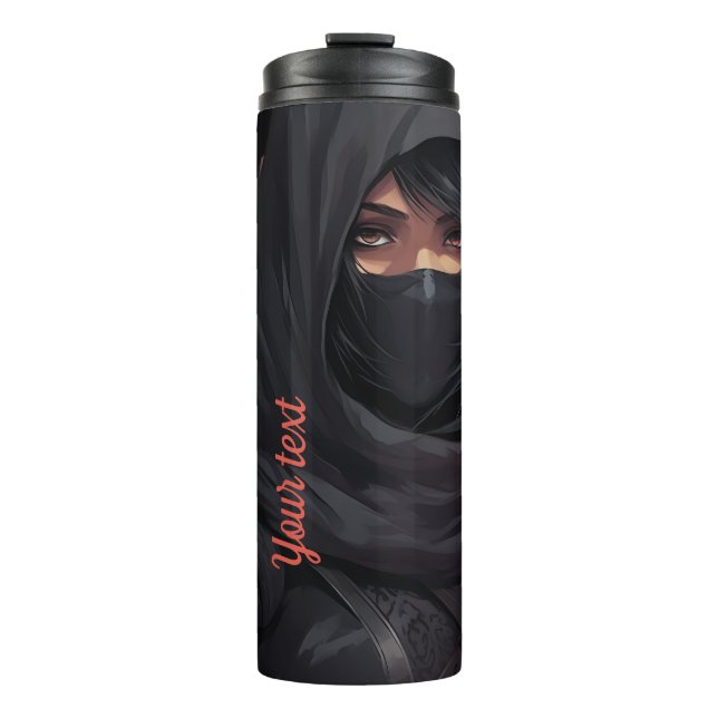Personalisiert Ihren Text Ninja Girl Thermal Tumbl Thermosbecher (Vorderseite)