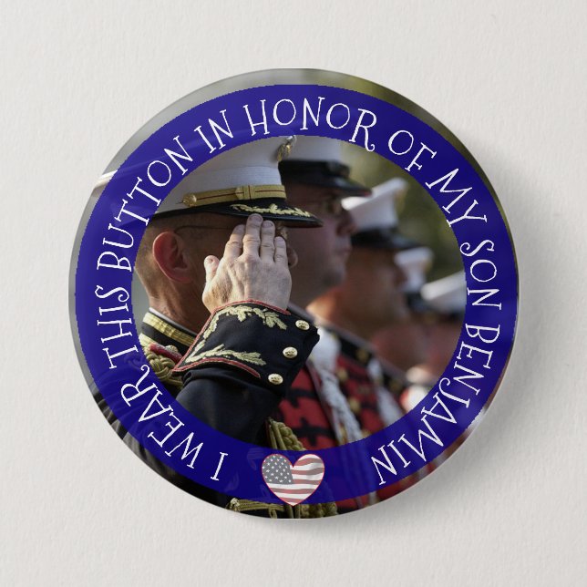 Personalisiert im Gedächtnis meines Sohnes Button (Vorderseite)
