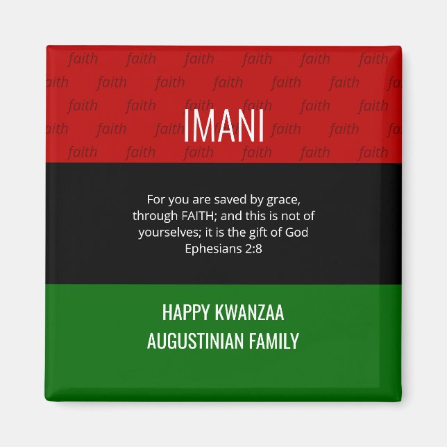 Personalisiert IMANI Faith Happy Kwanzaa Magnet (Vorne)